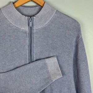 Southern Tide Men's 2XL Blue 1/4 Quarter Zip‎ Pullover Sweater Textured Stretch